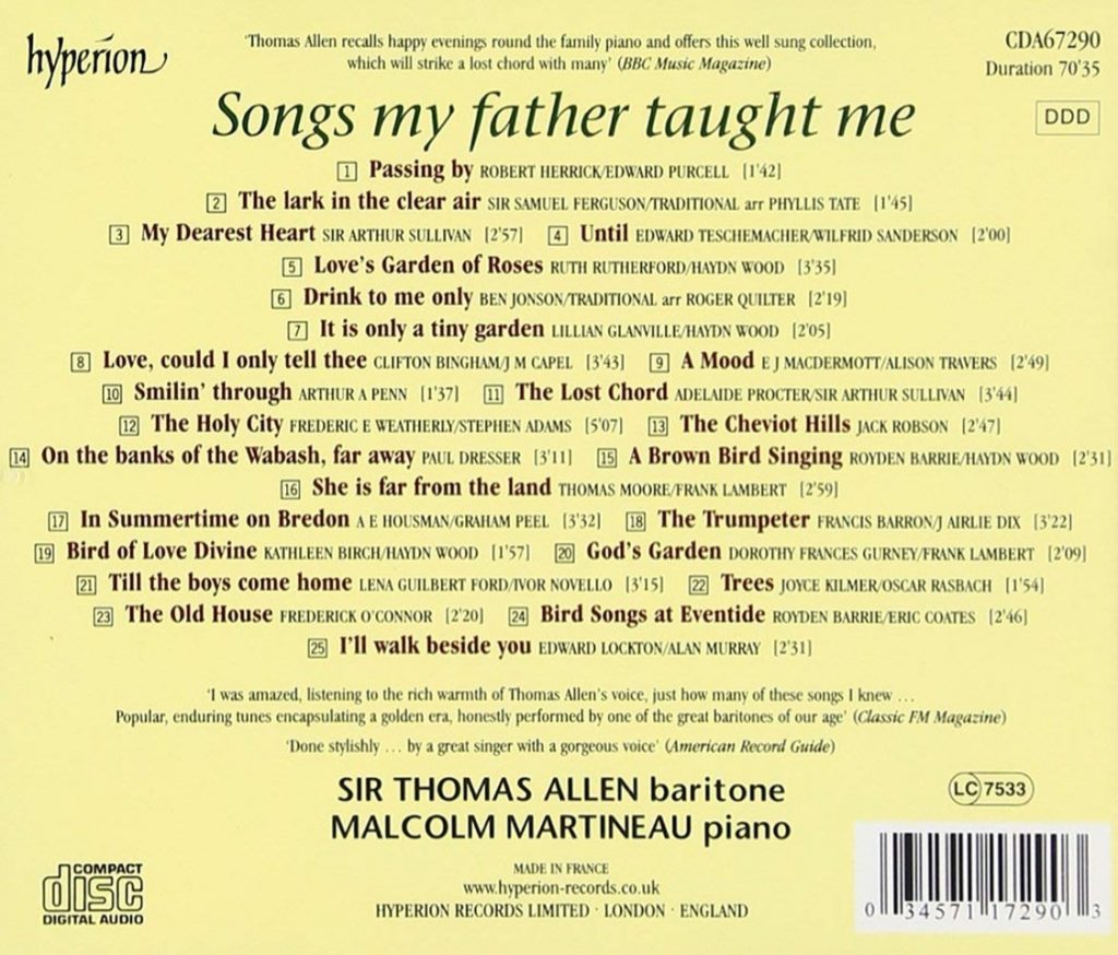 Songs My Father Taught Me Hyperion Records CDA67290